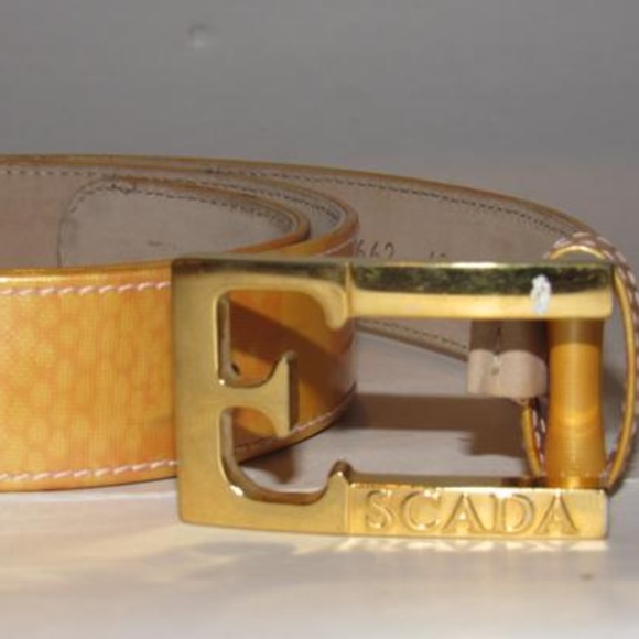 Escada Gold Patent Leather Gold \'E\' Buckle Belt main image 5